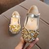 2025 Spring/Autumn Girls' Princess Rhinestone Leather Shoes – Korean Style, Non-Slip Dance Shoes for Kids