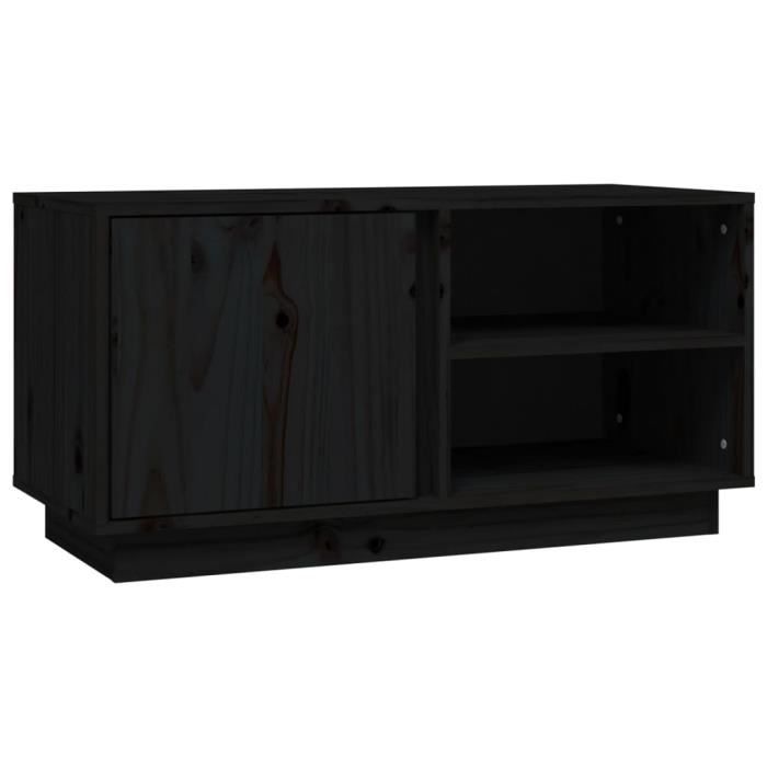 814468 vidaXL Meuble TV Noir 80x35x40,5 cm Bois de pin massif