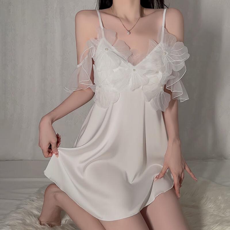 

LARTIGENT Ночная сорочка с глубоким V-образным вырезом, на подкладке, из сатина и сетки L