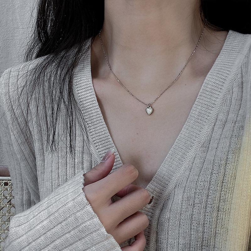 925 Sterling Silver Heart Pendants 45CM Length Chain Necklaces For Women Vintage Jewelry Charms Accessories Jewellery