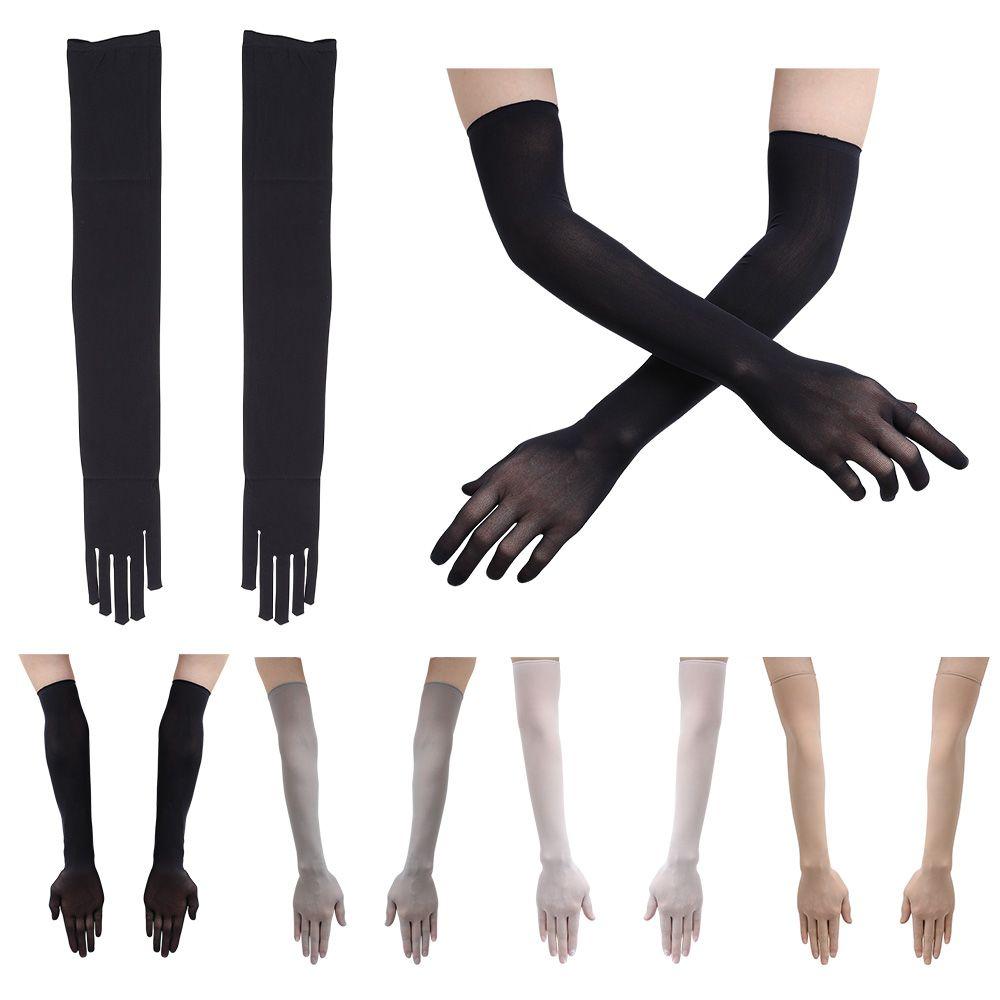Sun Protection Opera Prom Mesh Transparent Gloves Long Sheer Finger Pantyhose Gloves Seamless Mitten