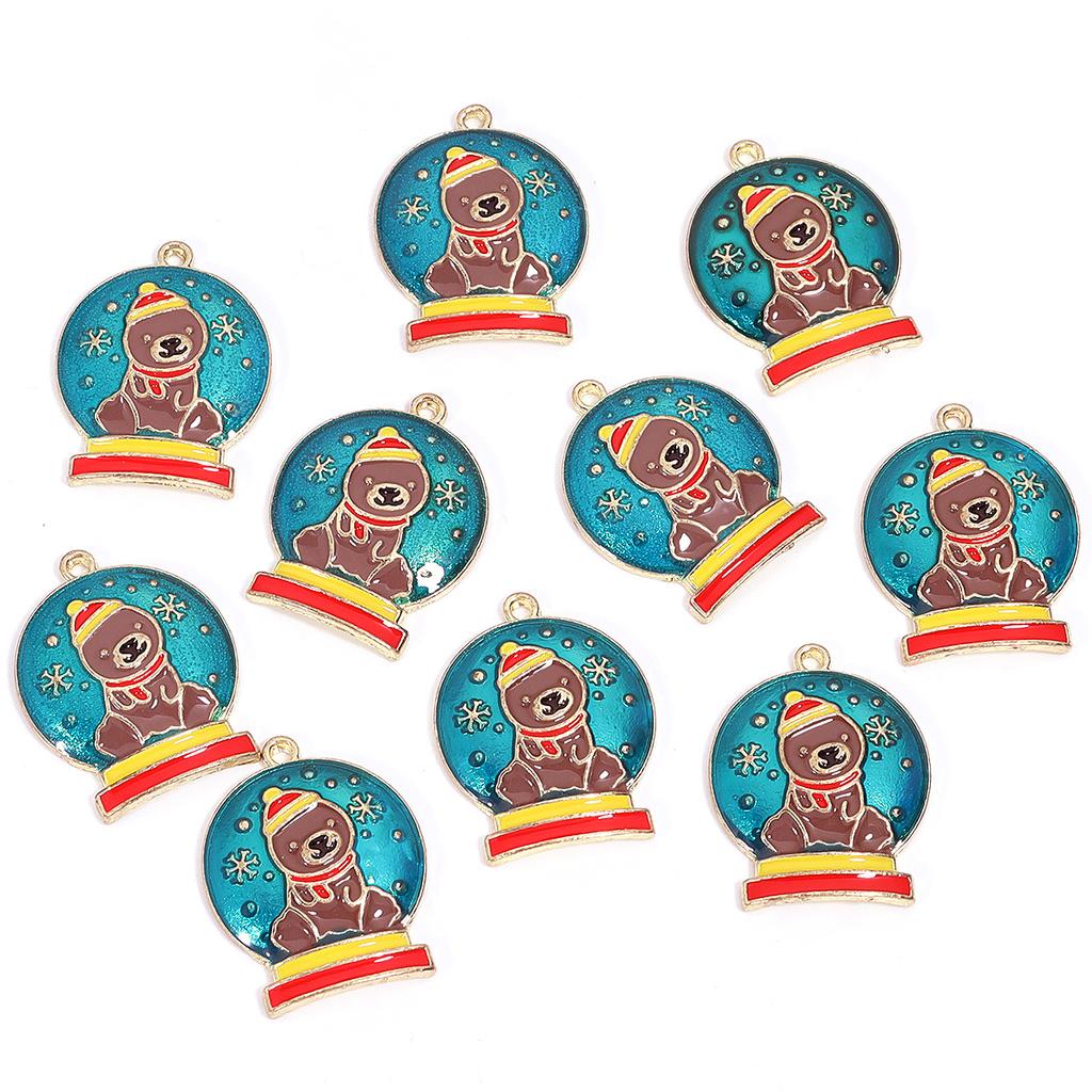 10-20pcs/lot Christmas Series Alloy Enamel Cute Pendant Santa Claus Elk Snowman Shape Charms For DIY Bracelet Necklace Accessory