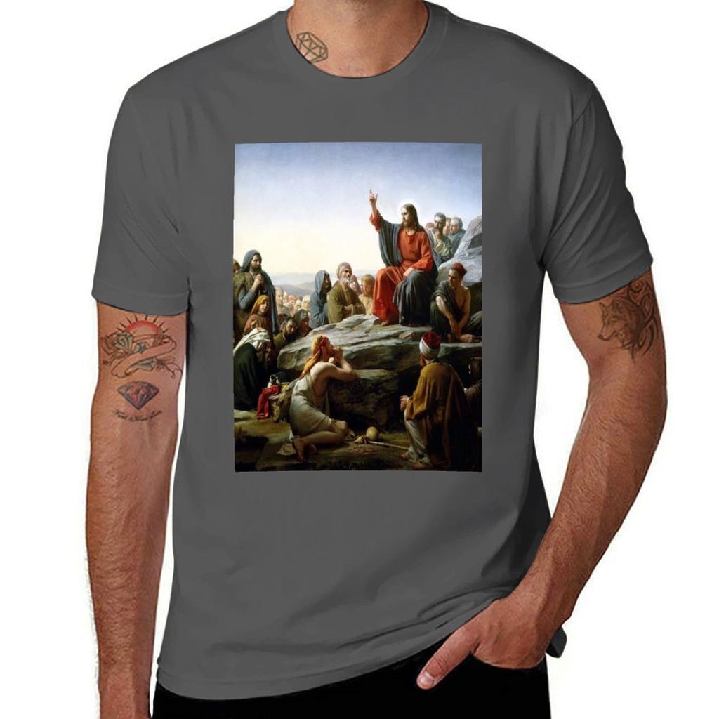 Carl Heinrich Blochs The Sermon On the Mount TShirt Basic Solid Color Casual Tee Shirt