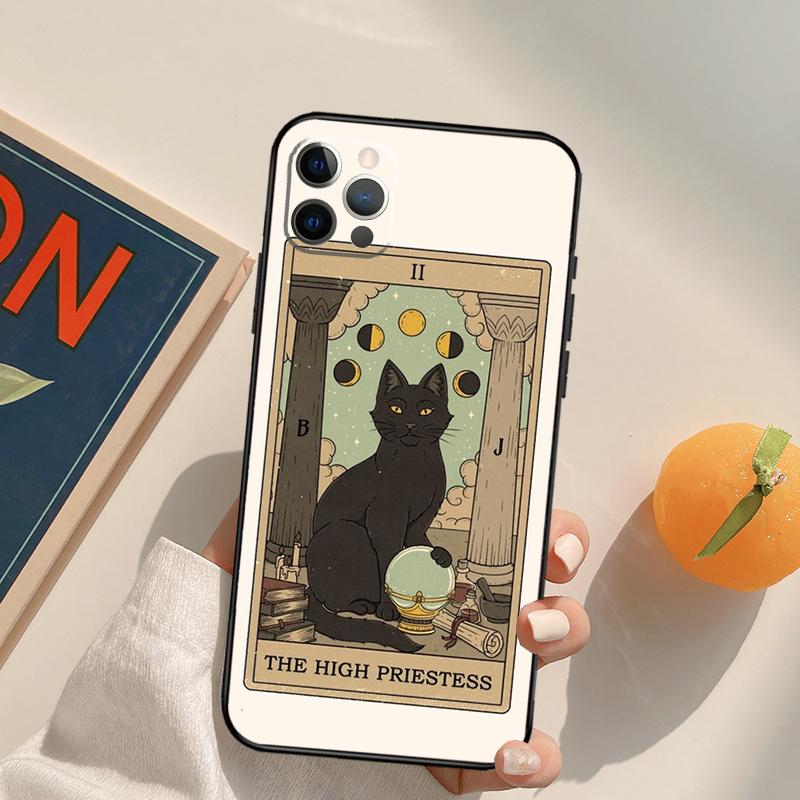 

Tarot Card Cute Art Cats Funda Case For iPhone 14 15 16 Pro Max 11 12 13 Pro Max Mini XR 16 15 Plus 16e Phone Cover iPhone 15