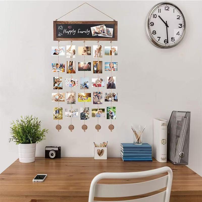 European & American Wooden Wall Photo Clip Sign - Wedding Supplies & Handcrafted Ornaments