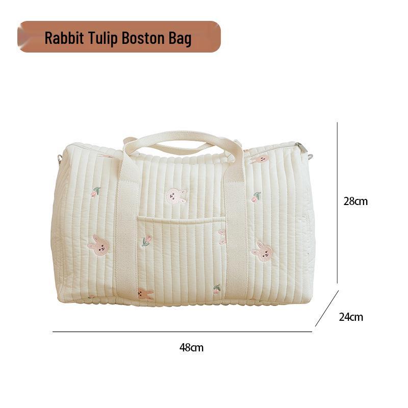 Korean Embroidered Large Capacity Travel Bag - Lightweight Handheld & Crossbody Mommy Bag