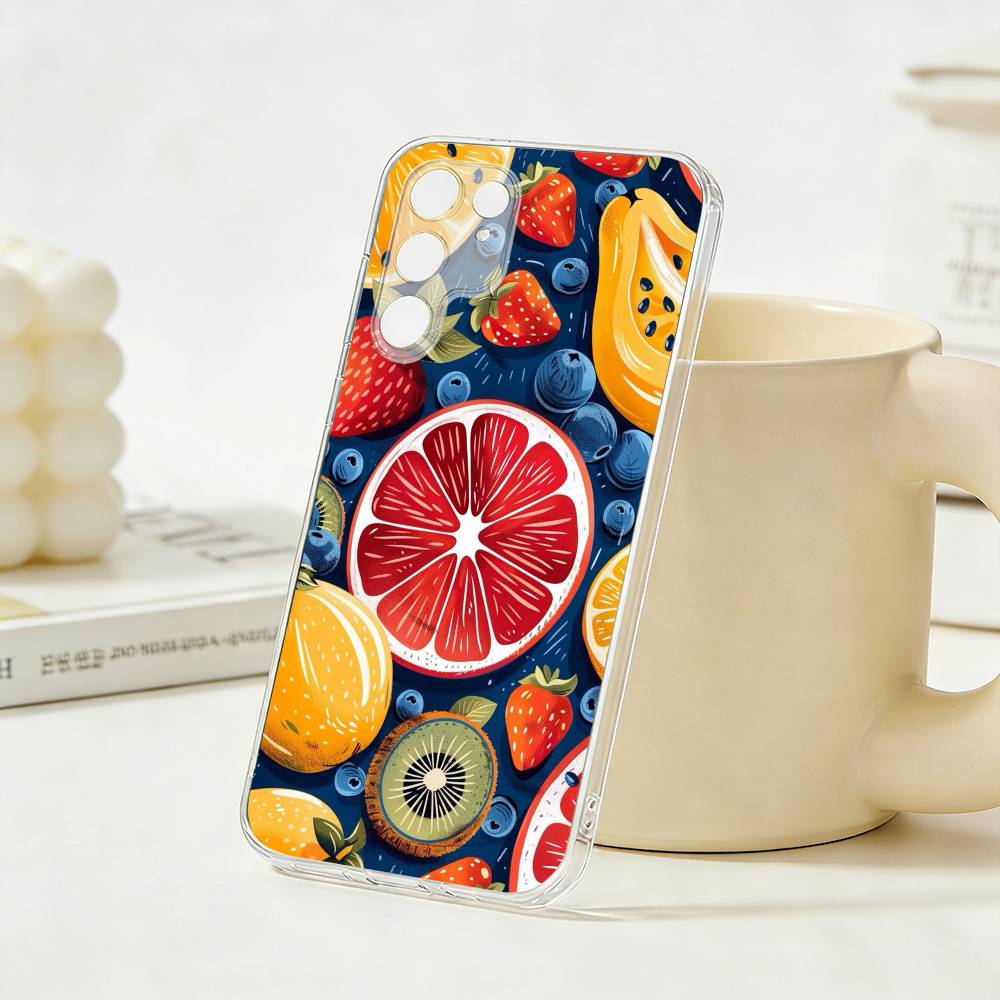 

Fashion Art Retro Fruit Pattern Phone Case For Samsung S26, S25,S24,S21,S22,S23,S30,Ultra,Plus,5G,Transparent Cover Samsung S20plus5G