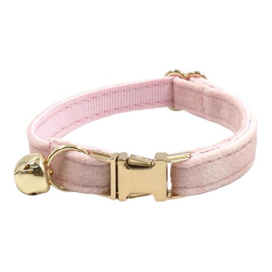 Cat Collar Velvet Solid Color Pet Chocker Necklace with Bell Adjustable Neck Collar for Cat Kitten Puppy Small Dogs