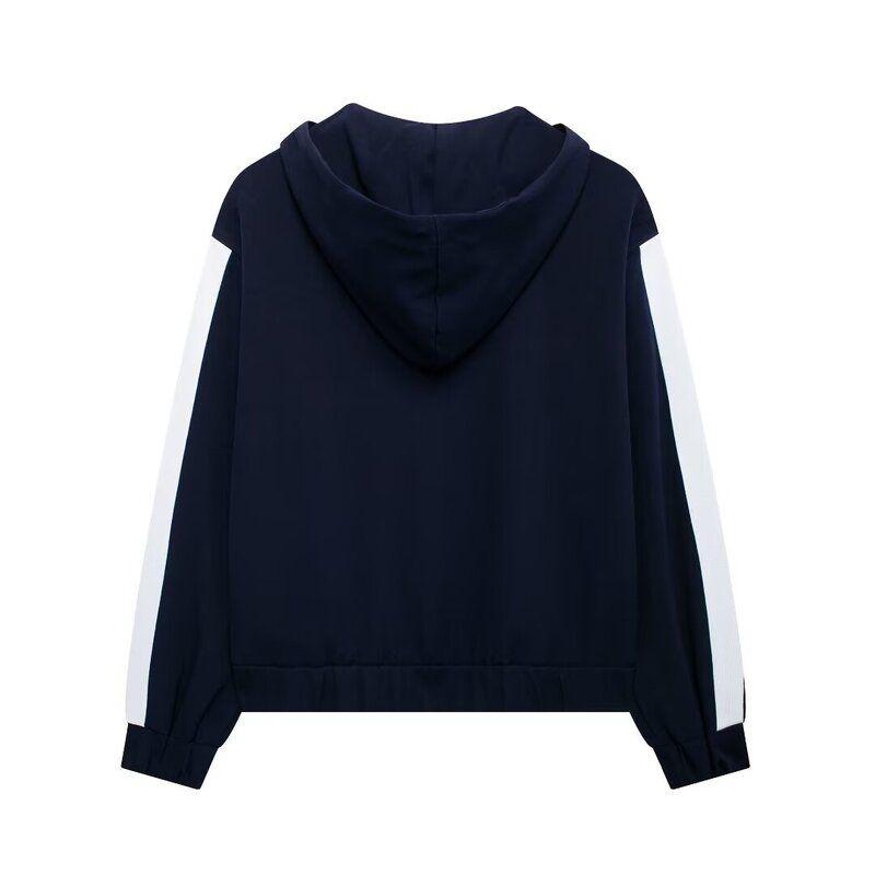 Fashion Wind 2024 Fall and Winter New Women's Clothes Side Stripes Hooded Pilot Jacket Sports Outwear 7484330