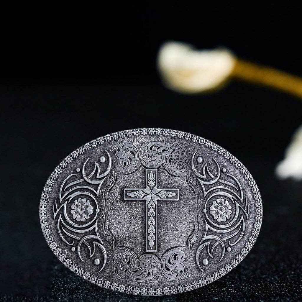 Western Belt Buckle Vintage Style Fashion Alloy Engraved Floral for Men Women