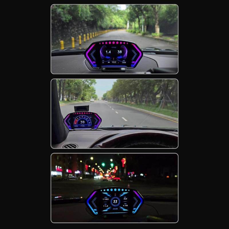 P3 Car Head Up Display Speed Clock Windshield Projector Overspeed Speedometer Alarm Fatigue Driving Reminder Slope Meter