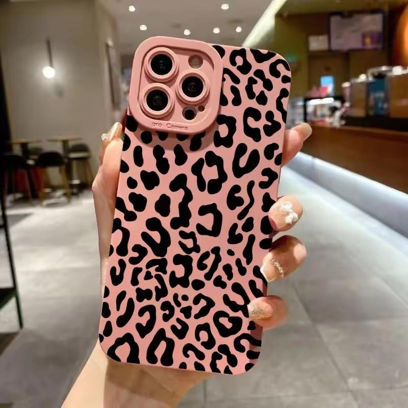 Animal Minimalist Gray Leopard Print Phone Case For iPhone 16 15 14 Pro Max 13 12 11 XS X XR 7 8 Plus 16 Shockproof Bumper Cover
