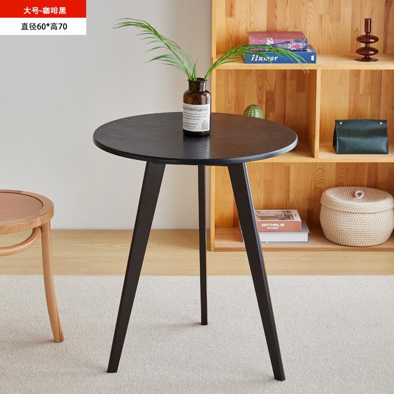 Solid Wood White Small round Table Nordic Minimalist Balcony Leisure Coffee Home Mini Tea Table
