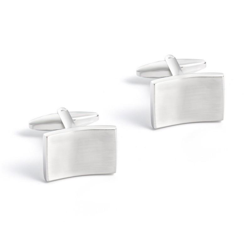 Exquisite Electroplated Silver Concave Brushed Metal Cufflinks Men s French Pure Natural серебряный