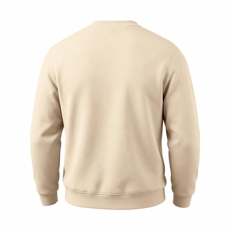 Autumn Winter Men Solid Color Crew Neck Sweatshirt Long Sleeve Loose Casual Daily Outdoor Pullover Sweatwear