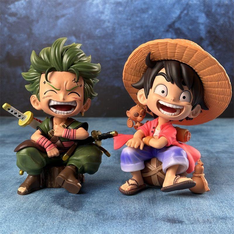 JT studio Samme stil One Piece 6,29 tommer/16 cm Sittende holdning Luffy Roronoa Zoro Partner Samleobjekt Små PVC-modell Leker Gaver