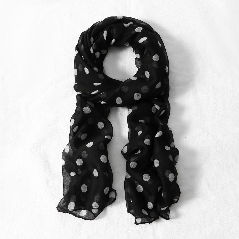 Versatile Cotton Long Scarf Breathable Classic Pattern Headscarf New Style Polka Dot Shawl Travel