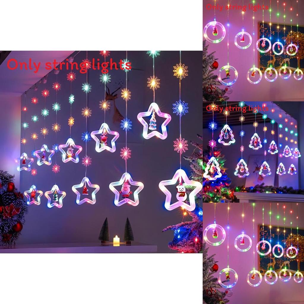 Christmas Curtain Lights Tree Star Ring Shape Led String Decor For Holiday Celebrations