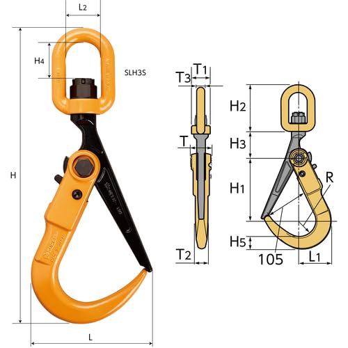 Super Super Lock Hook (with swivel) Capacity: 2 ton Total length: 402 mm