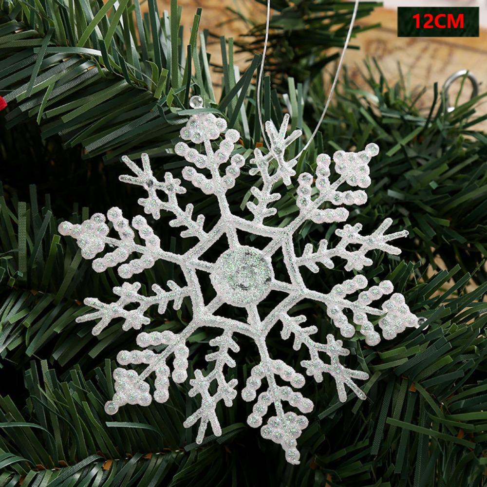 12Pcs Plastic&Glitter White Christmas Tree Decor for Xmas Charming