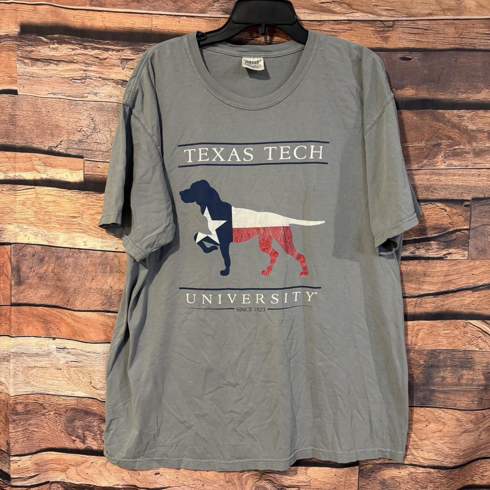 Texas Tech Red Raiders Dog Gone Good XL Gray Comfort Colors Flag S/S Unisex T-Shirt XXL