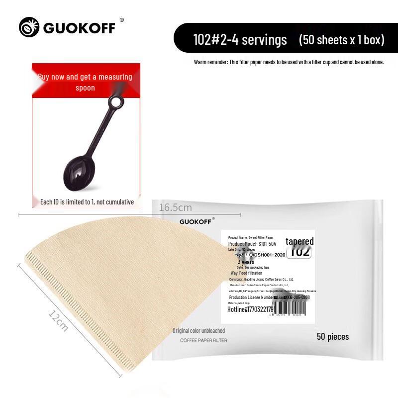 

Zhaoran 102 Unbleached Fan-Shaped Coffee Filters, 50 Count