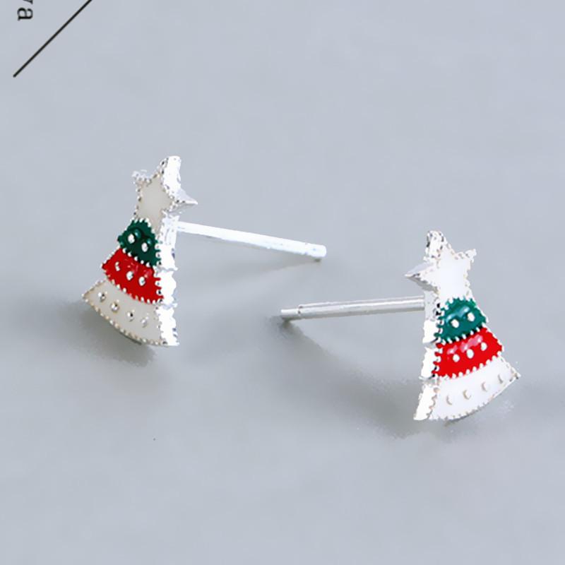 Boucles d'oreilles minimalistes arbre de Noël en époxy: Boucles d'oreilles étoiles à strass d'inspiration japonaise et coréenne pour femmes