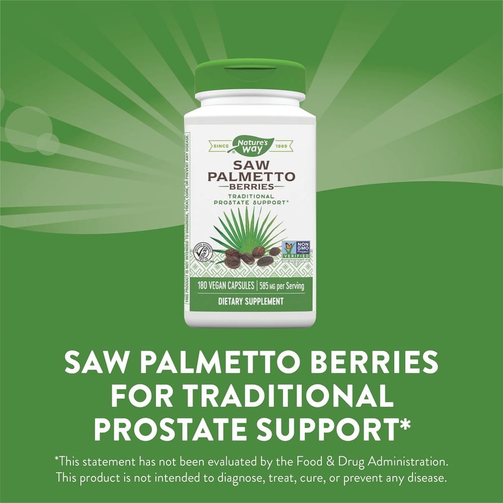 Nature's Way Saw Palmetto Berries 585mg Veggie Capsules 180 Count
