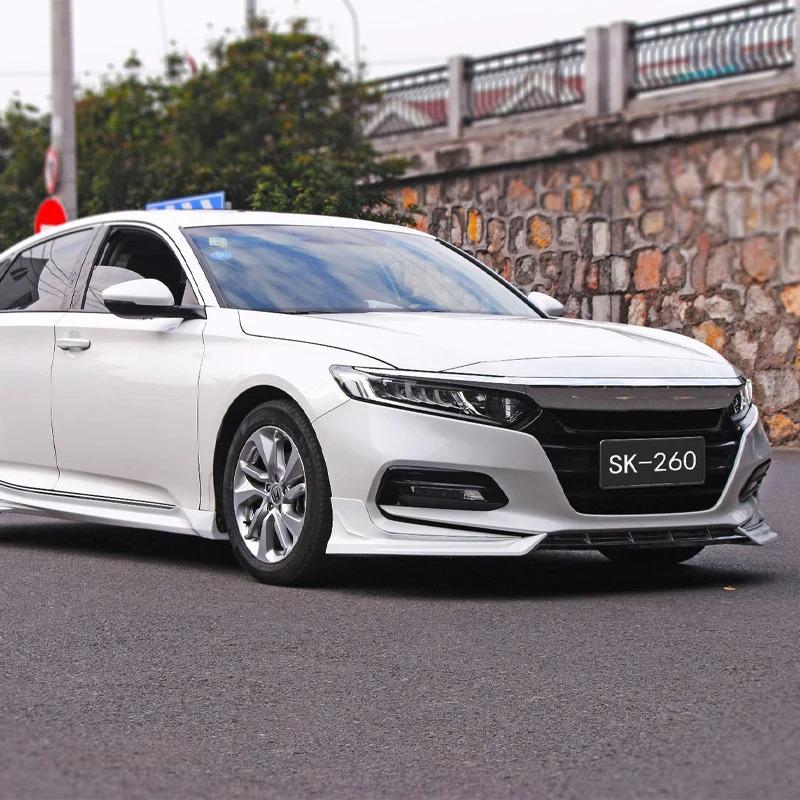 Compatible with 2018-2021 Tenth Gen Accord: Front Lip Modified Bumper 3-Piece Body Kit.