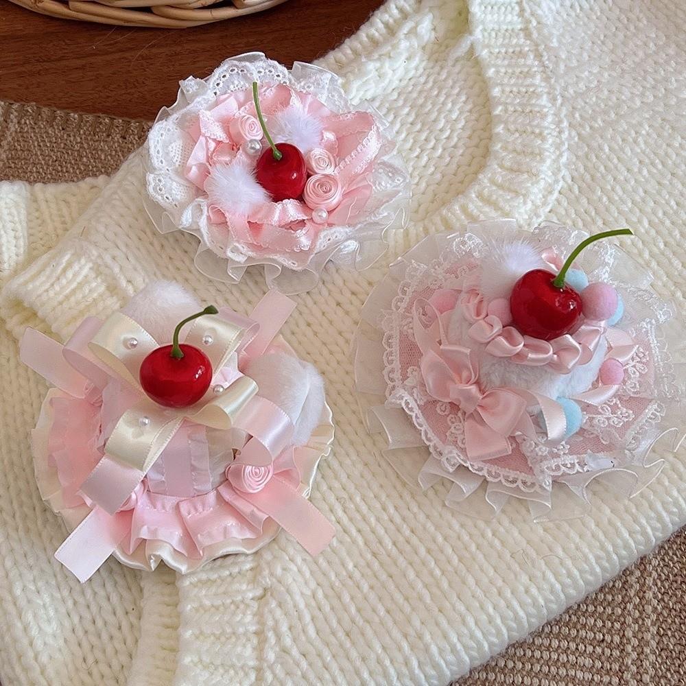 Bow Decor Mini Hat Lace Trim Lolita Headdress Elegant Bow Hairpin For Women