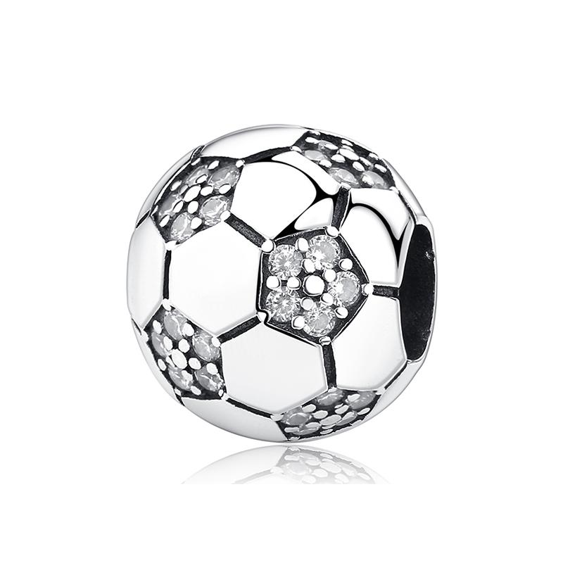 

Оригинальные шармы из стерлингового серебра 925 пробы, медные, футбол, любовь, кофейные бусины, подходят для браслетов и ожерелий брендов, сделай сам, циркон для женщин