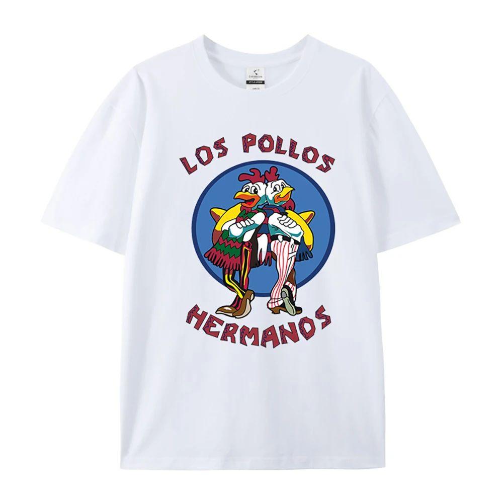 TV Series Merchandise Streetwear Breaking Bad LOS POLLOS Hermanos Retro T-Shirt Print Cotton Short Sleeve Graphic Tee Unisex