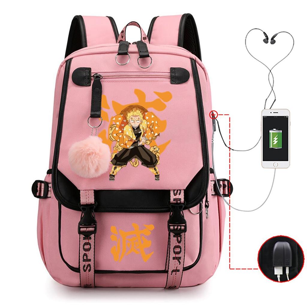 Ghost Extermination Surrounding Day Trend Backpack Large Capacity Student Schoolbag Multi-functional Leisure Outdoor Bag