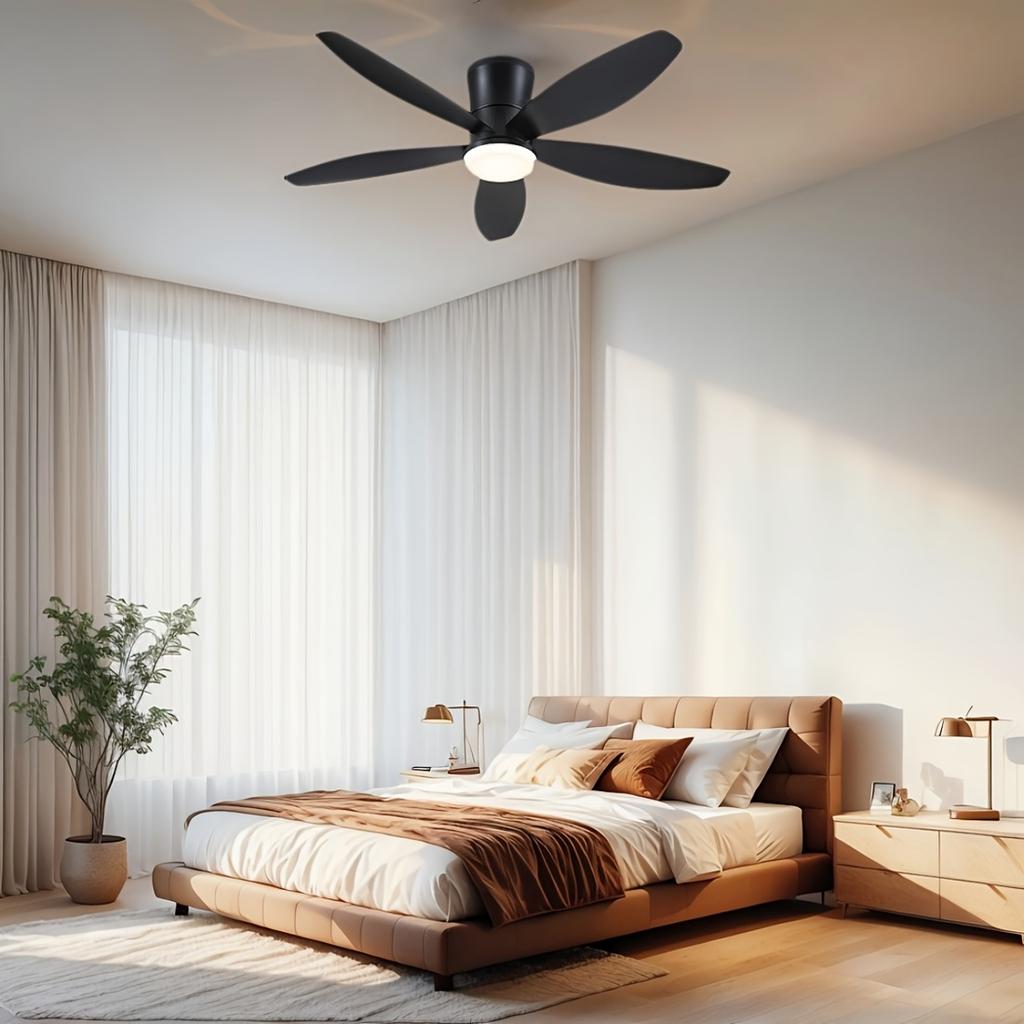 Intelligent ceiling fan, low profile ceiling fan with light and remote/APP control, embedded installation, suitable for bedrooms