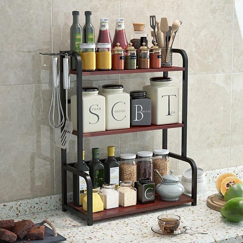 Kitchen Storage Rack Multi Function Adjustable Kitchenware Organizer Tableware Storage Stainless Steel Seasoning Shelf