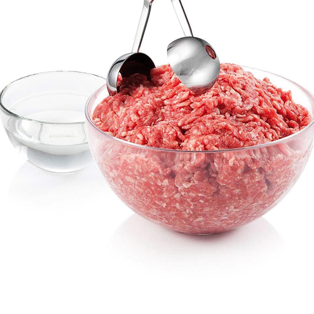 

2Pcs Meat Ball Clip Stainless Steel Kitchen Clips Scissor Design Convenient Meatball Maker for Home Restaurant Red S Blue L