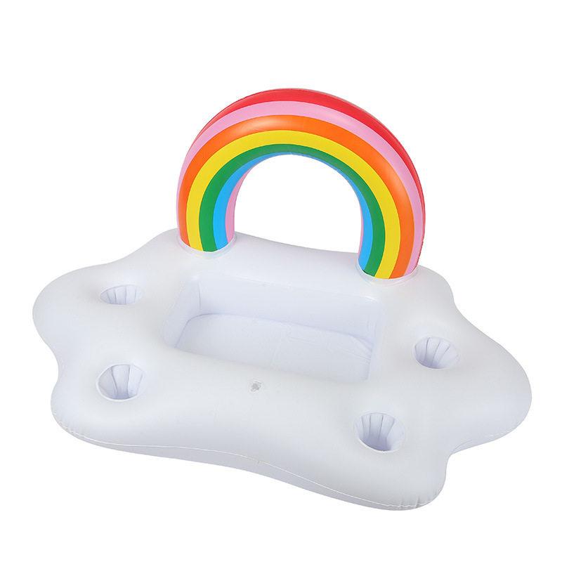 Summer Party Bucket Rainbow Cloud Cup Holder Inflatable Pool Float Beer Drinking Cooler Table Bar Tray Beach Swimming Ring