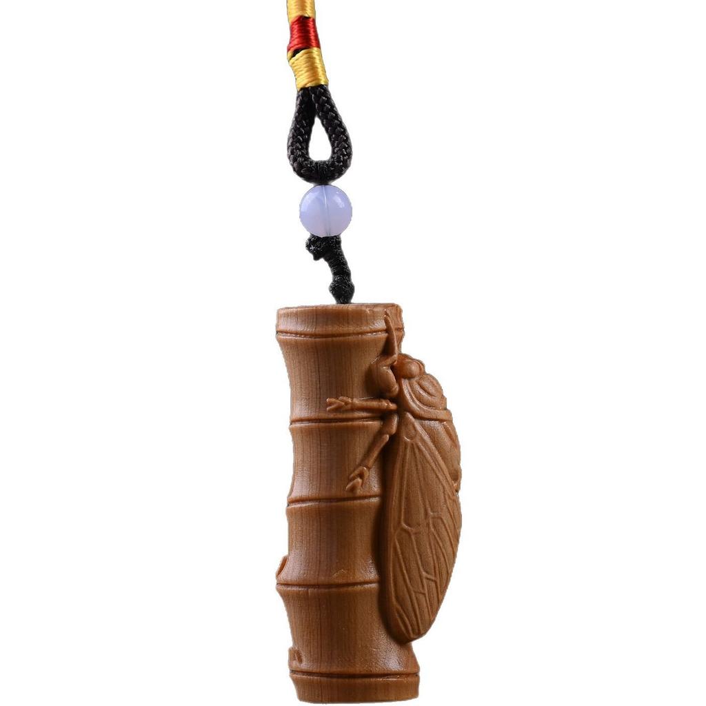 Wooden Animal Cicadas Small Figurine Solid Wood Carving Cicada Pendants Accessories Fun Desktop Ornament Birthday Gift