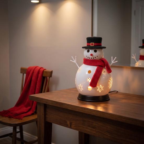 Gift for Family And Friends Christmas Snowman Candle Holder, Decorative Metal Candlestick Ornament with Top Reusable Table Hat Scarf Centerpiece