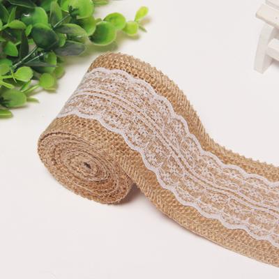 Handmade Retro Clear Texture Burlap Lace Roll Natural White Lace Jute Canvas Roll Home Supplies