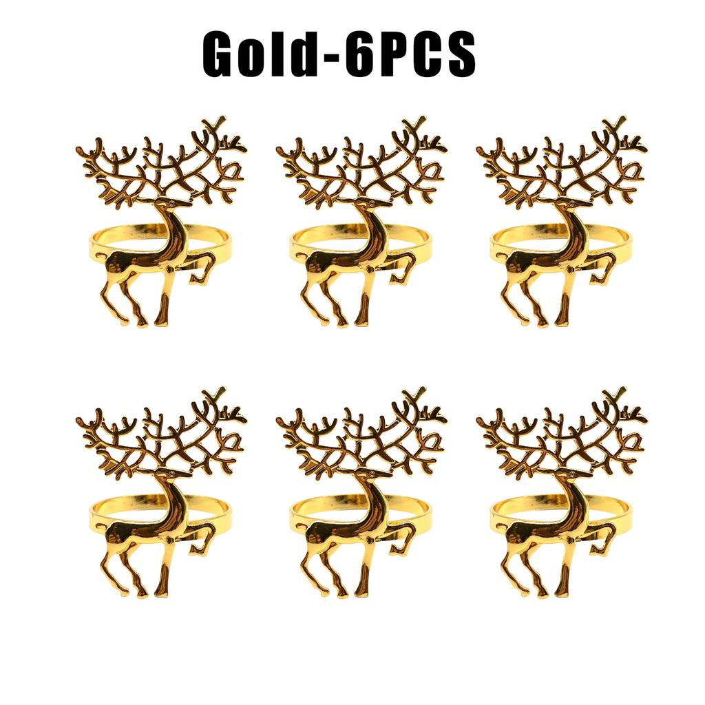 Festive Reindeer Napkin Rings Gold Silver Christmas Deer Napkin Holders for Holiday Table Dining Decor