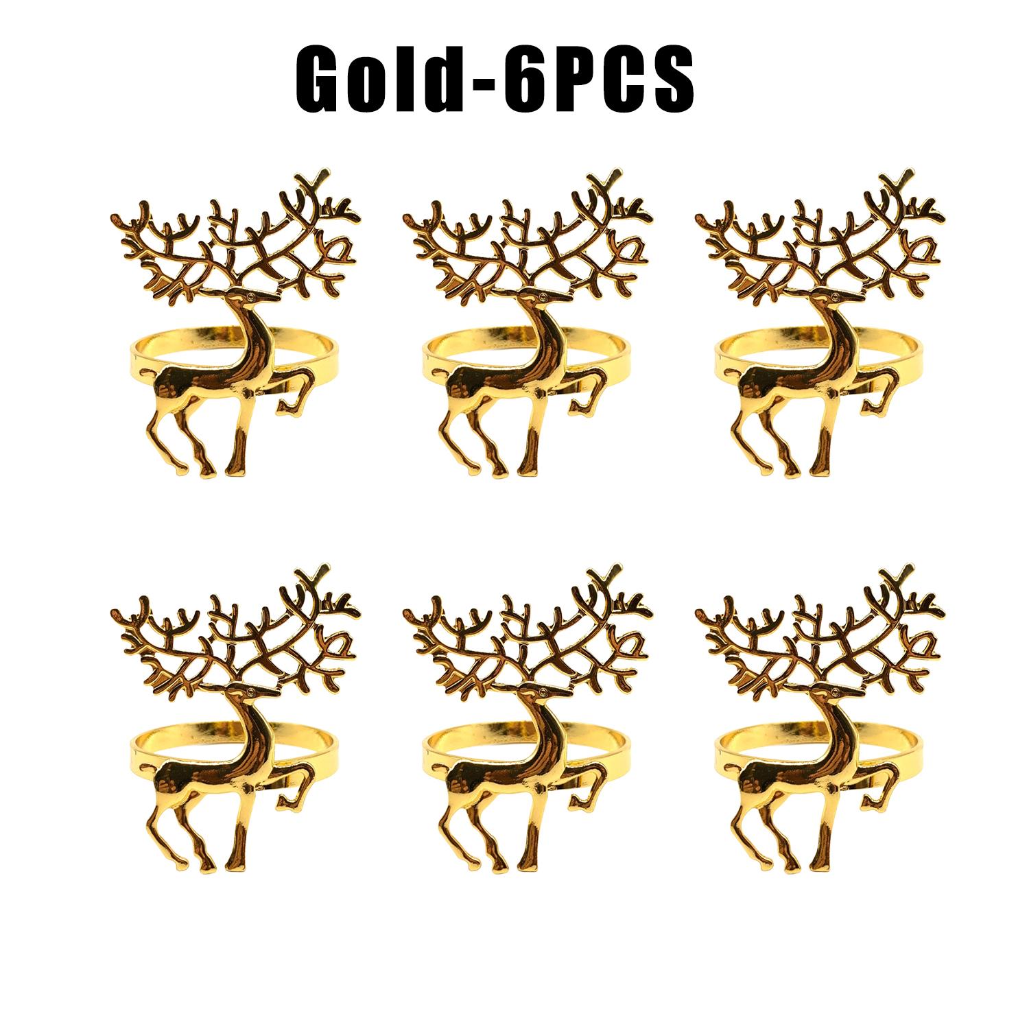 

Festive Reindeer Napkin Rings Gold Silver Christmas Deer Napkin Holders for Holiday Table Dining Decor
