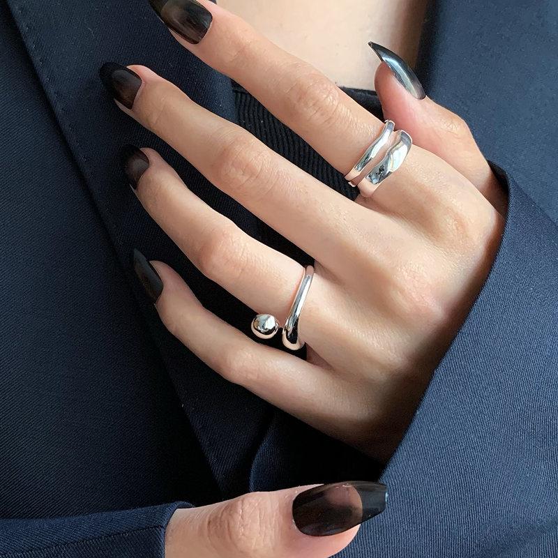 Trendy Double Layer Geometric Open Ring: Adjustable, Retro-Style Women's Hip Hop Accessory