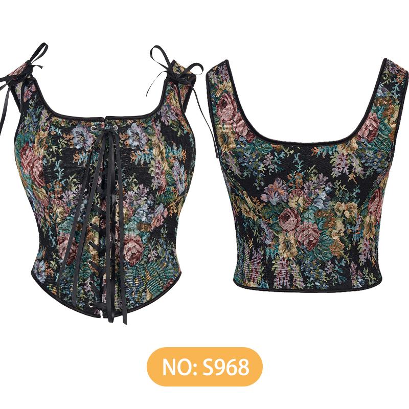 Various Styles Corset Tops for Women Renaissance Lace up Floral Shapewwear Overbust Boned Bustier Bodice