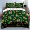Candy Cane and Holly Pattern Bedding Duvet Cover Set Duvet Cover Pillowcases  (1*Duvet Cover 2*Pillowcases, without duvet insert)