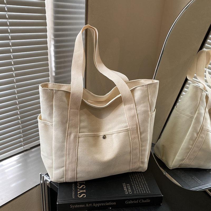 Large-capacity Casual Canvas Bag Women's New Literary and Simple Shoulder Bag Versatile Commuter Class Bag