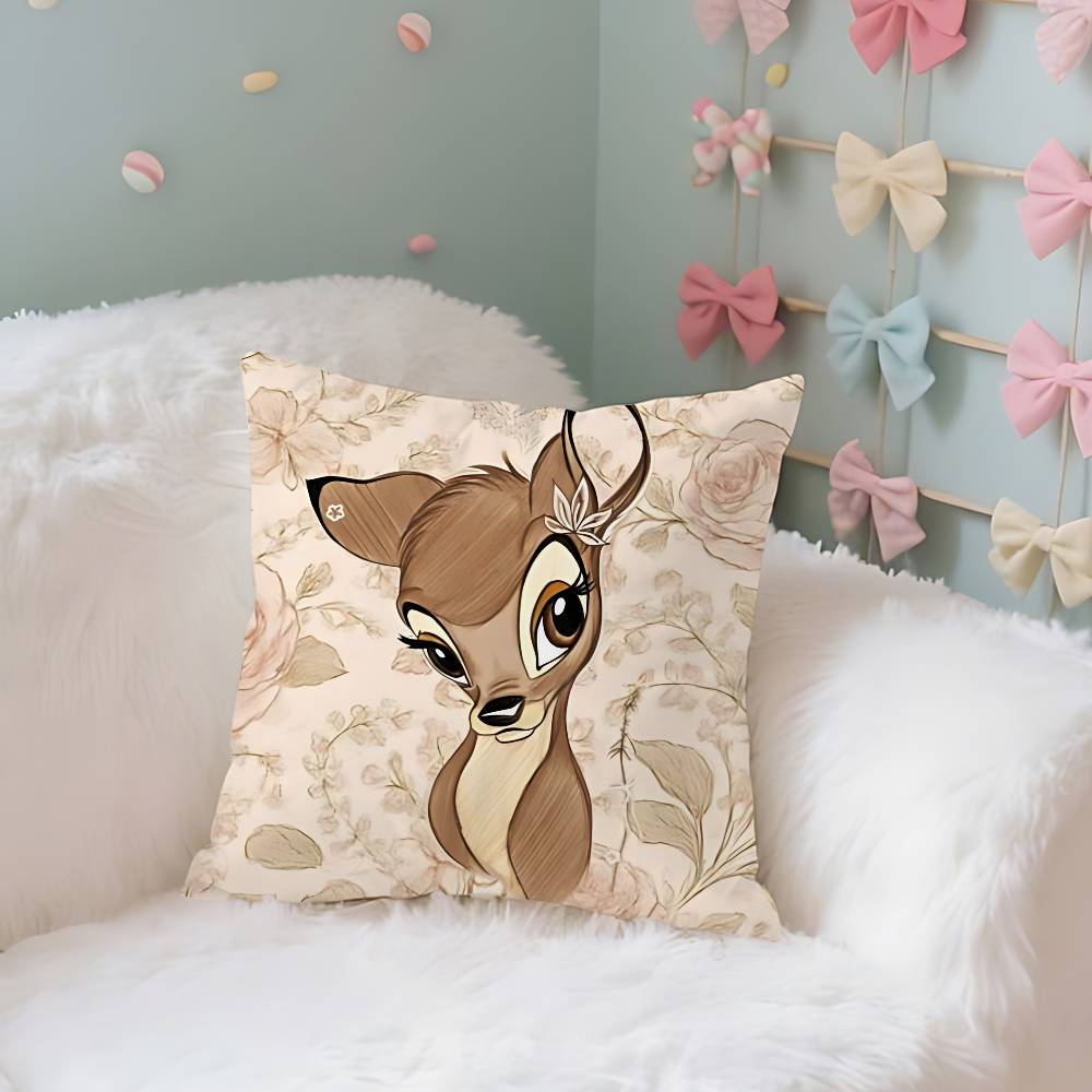 

Classic Cartoon BBambiS Kawaii Throw Pillow Covers Pattern Cushion Cover Suitable For Sofa Bedroom Car Pillow Cover 40X40cm