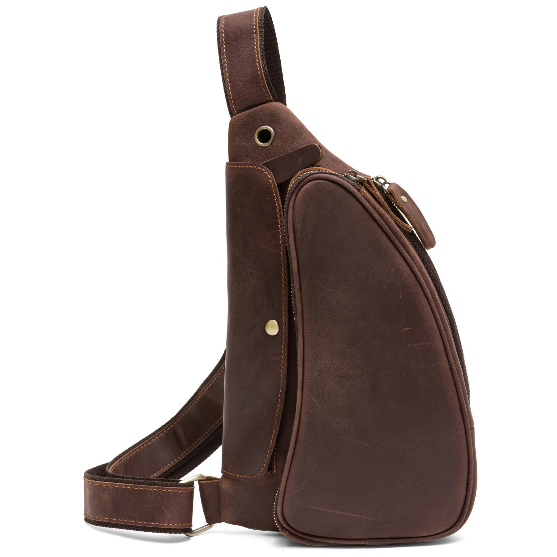 

DUJIANG Men s Vintage Leather Crossbody Bag - Genuine Cowhide, Multi-functional Outdoor Chest Bag.