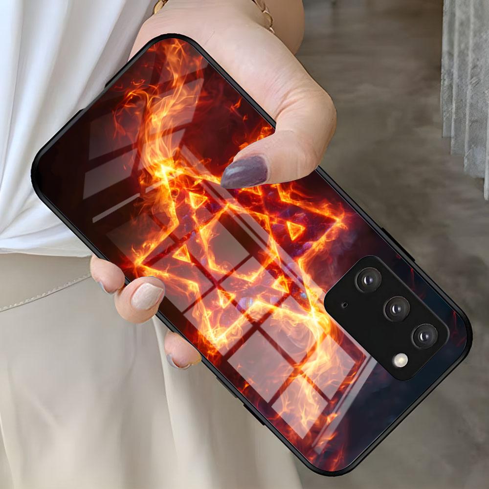 

M-Magen D-David Phone Case For Samsung S26 S25 S24 FE S23 S22 S21 Plus S20 Ultra Note20Ultra Black Glass Cover Galaxy S21 FE 5G