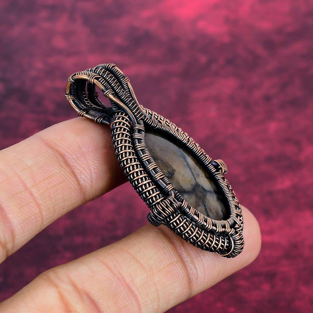 Chiastolite Pendant Copper Wire Wrapped Jewelry Gifts For him Gemstone Pendant